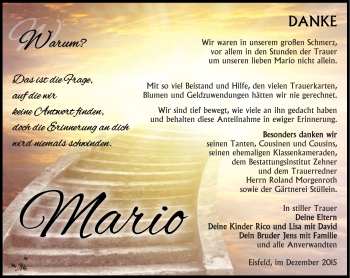 Traueranzeige von Mario Dörner von Südthüringer Presse