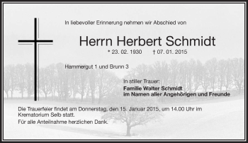 Traueranzeige von Herbert Schmidt von 23325