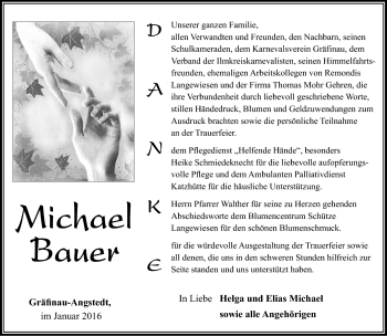 Traueranzeige von Michael Bauer von Südthüringer Presse