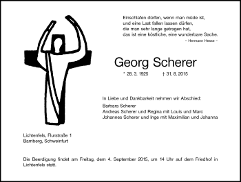 Traueranzeige von Georg Scherer von Neue Presse Coburg