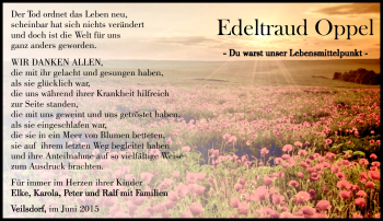 Traueranzeige von Edeltraut Oppel von Südthüringer Presse