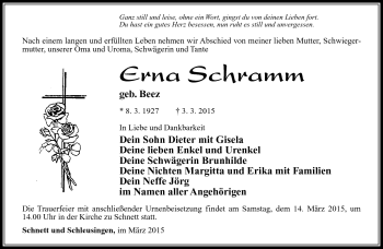 Traueranzeige von Erna Schramm von Südthüringer Presse