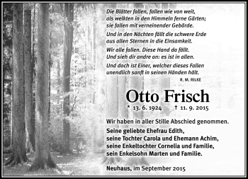 Traueranzeige von Otto Frisch von Südthüringer Presse