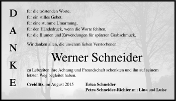 Traueranzeige von Werner Schneider von Neue Presse Coburg