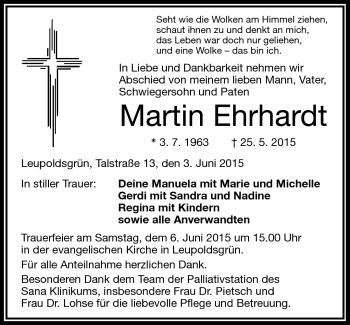 Traueranzeige von Martin Ehrhardt von Frankenpost