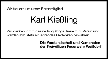 Traueranzeige von Karl Kießling von Frankenpost