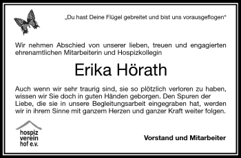Traueranzeige von Erika Hörath von Frankenpost