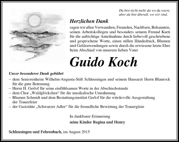 Traueranzeige von guido Koch von Südthüringer Presse