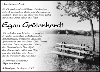 Traueranzeige von Egon Grötenherdt von Südthüringer Presse
