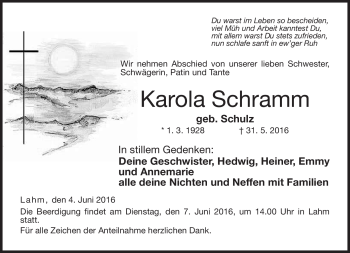 Traueranzeige von Karola Schramm von Neue Presse Coburg