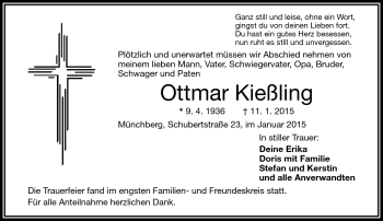 Traueranzeige von Ottmar Kießling von Frankenpost