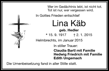Traueranzeige von Lina Käb von Frankenpost