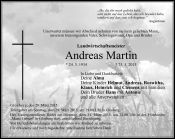 Traueranzeige von Andreas Martin von Neue Presse Coburg