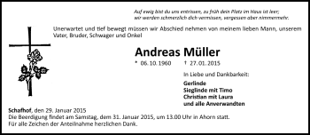 Traueranzeige von Andreas Müller von Neue Presse Coburg
