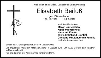 Traueranzeige von Elisabeth Beifuß von Neue Presse Coburg