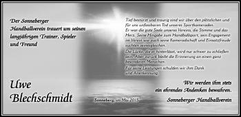 Traueranzeige von Uwe Blechschmidt von Südthüringer Presse