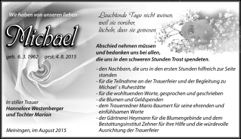Traueranzeige von Michael Vierling von Südthüringer Presse