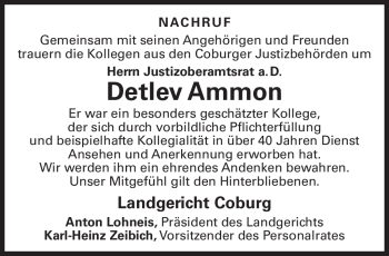 Traueranzeige von Detlev Ammon von Neue Presse Coburg
