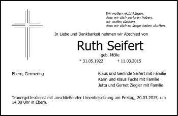 Traueranzeige von Ruth Seifert von Neue Presse Coburg