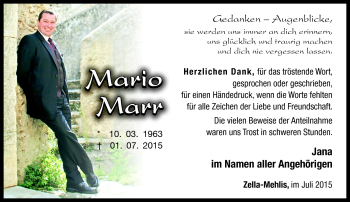 Traueranzeige von Mario Marr von Südthüringer Presse