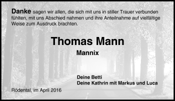 Traueranzeige von Thomas Mann von Neue Presse Coburg