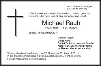 Traueranzeige von Michael Rauh von Frankenpost