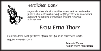 Traueranzeige von Erna Thorn von Frankenpost