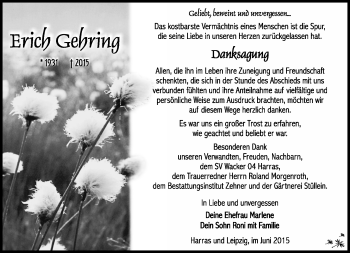 Traueranzeige von Erich Gehring von Südthüringer Presse