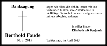Traueranzeige von Berthold Faude von Frankenpost