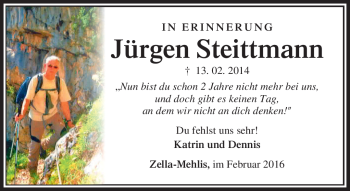 Traueranzeige von Jürgen Steittmann von Südthüringer Presse