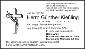 Traueranzeige von Günther Kießling von Frankenpost