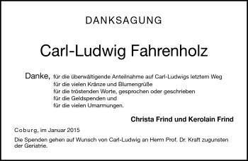 Traueranzeige von Carl-Ludwig Fahrenholz von Neue Presse Coburg