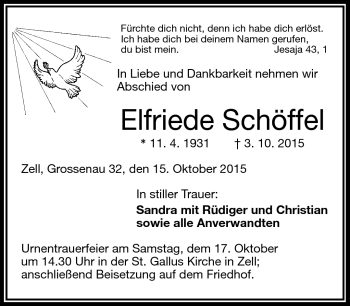 Traueranzeige von Elfriede Schöffel von Frankenpost