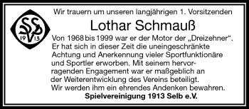 Traueranzeige von Lothar Schmauß von Frankenpost