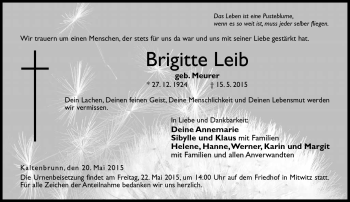 Traueranzeige von Brigitte Leib von Neue Presse Coburg