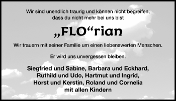 Traueranzeige von Florian  von Neue Presse Coburg