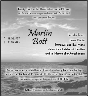 Traueranzeige von Martin Bott von Südthüringer Presse
