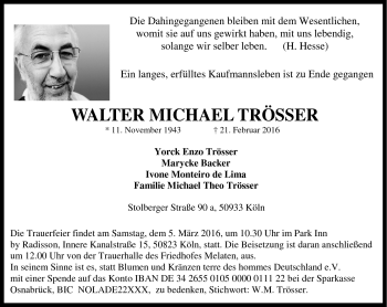 Traueranzeige von Walter-Michael Trösser von Neue Presse Coburg
