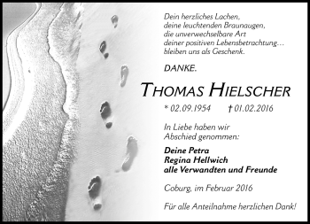 Traueranzeige von Thomas Hielscher von Neue Presse Coburg
