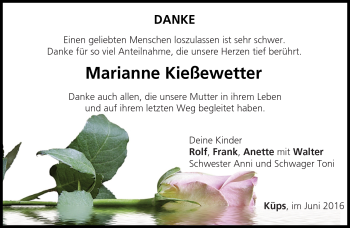 Traueranzeige von Marianne Kießewetter von Neue Presse Coburg