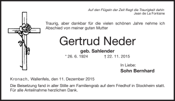 Traueranzeige von Gertrud Neder von Neue Presse Coburg