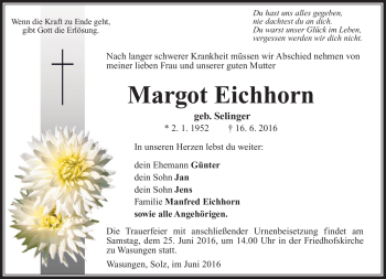 Traueranzeige von Morgot Eichhorn von Südthüringer Presse