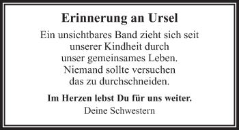 Traueranzeige von Ursel  von Frankenpost