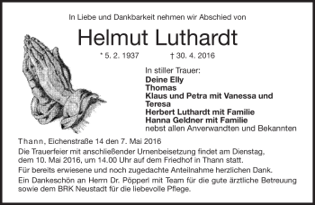 Traueranzeige von Helmut Luthardt von Neue Presse Coburg