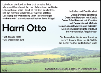 Traueranzeige von Harri Otto von Südthüringer Presse