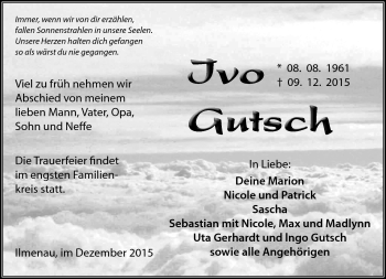 Traueranzeige von Ivo Gutsch von Südthüringer Presse
