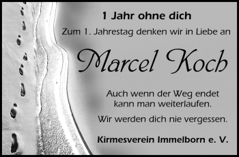 Traueranzeige von Marcel Koch von Südthüringer Presse