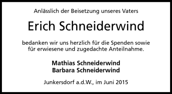 Traueranzeige von Erich Schneiderwind von Neue Presse Coburg
