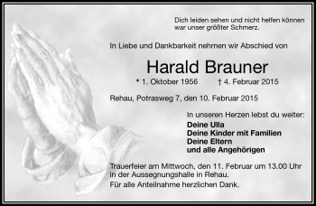 Traueranzeige von Haral Brauner von Frankenpost