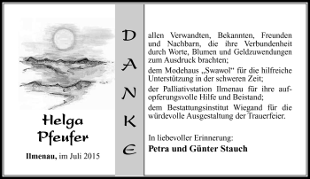 Traueranzeige von Helga Pfeufer von Südthüringer Presse